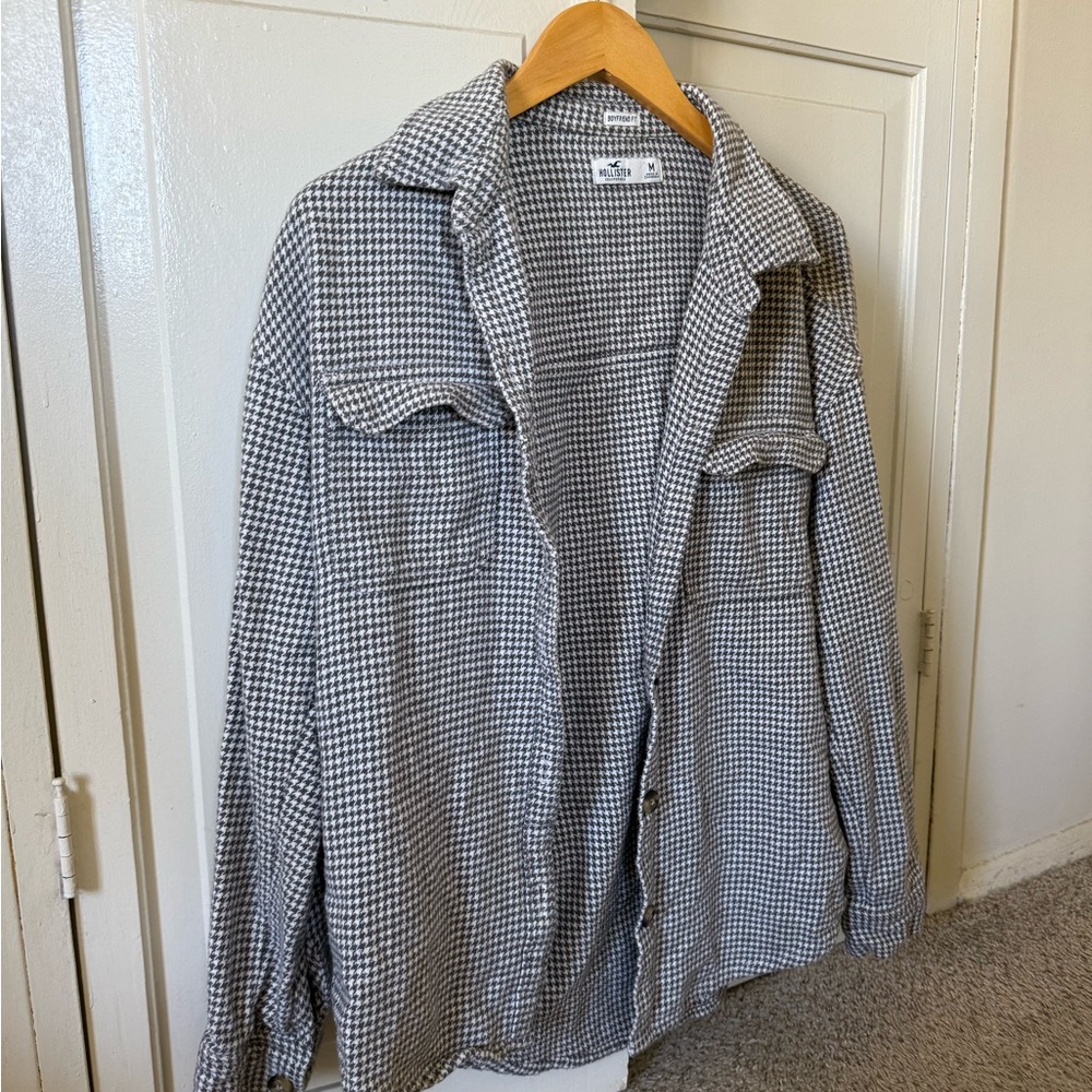 Hollister Black and White flannel Shirt Jacket